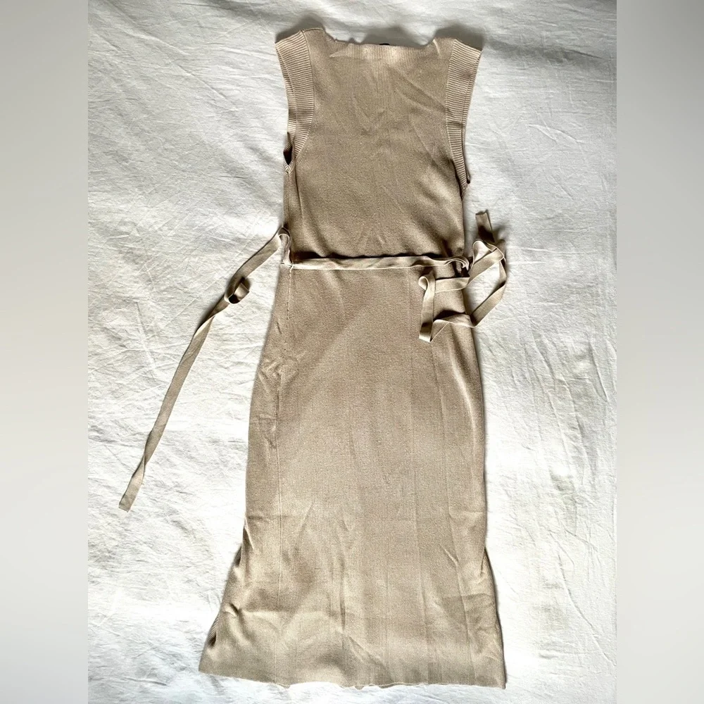 MNG Nude Belted Knit Midi Dress - Picture 7 of 8
